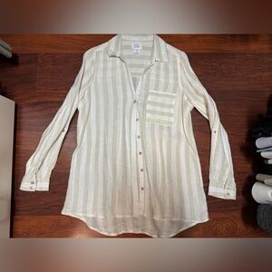 Striped Cream Button-Up Shirt